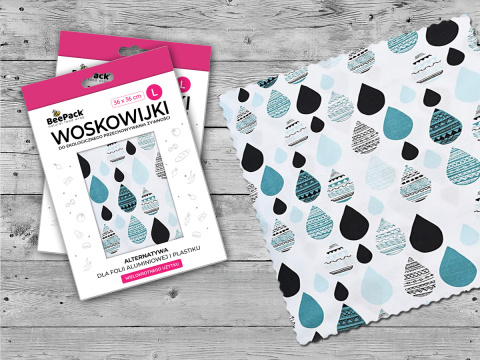 KROPLE DESZCZU - woskowijki pojedyncze (M,L,XL) KROPLE DESZCZU - woskowijki pojedyncze (M,L,XL)